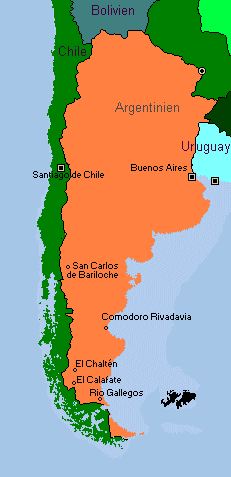 Karte Chile und Argentinien